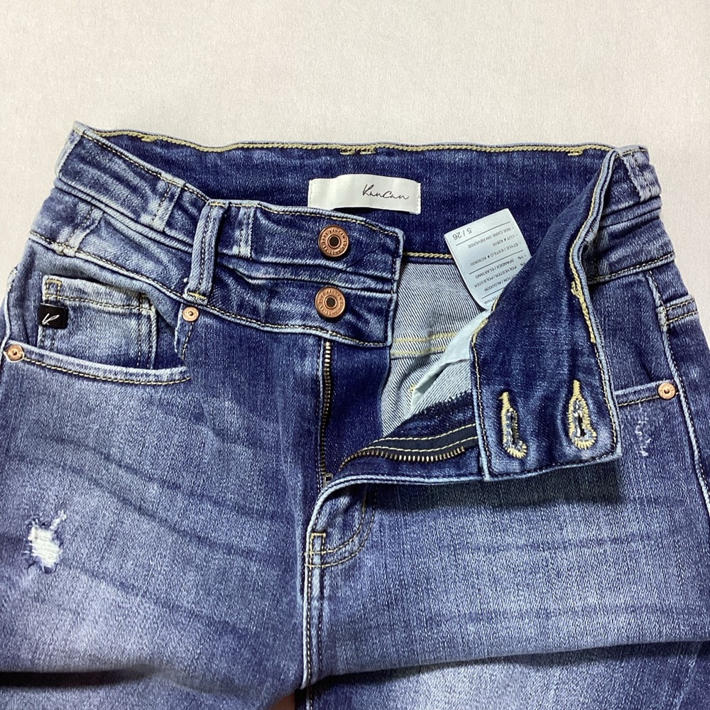 KanCan Distressed Flare Jeans in Dark Blue - Picture 3 of 12
